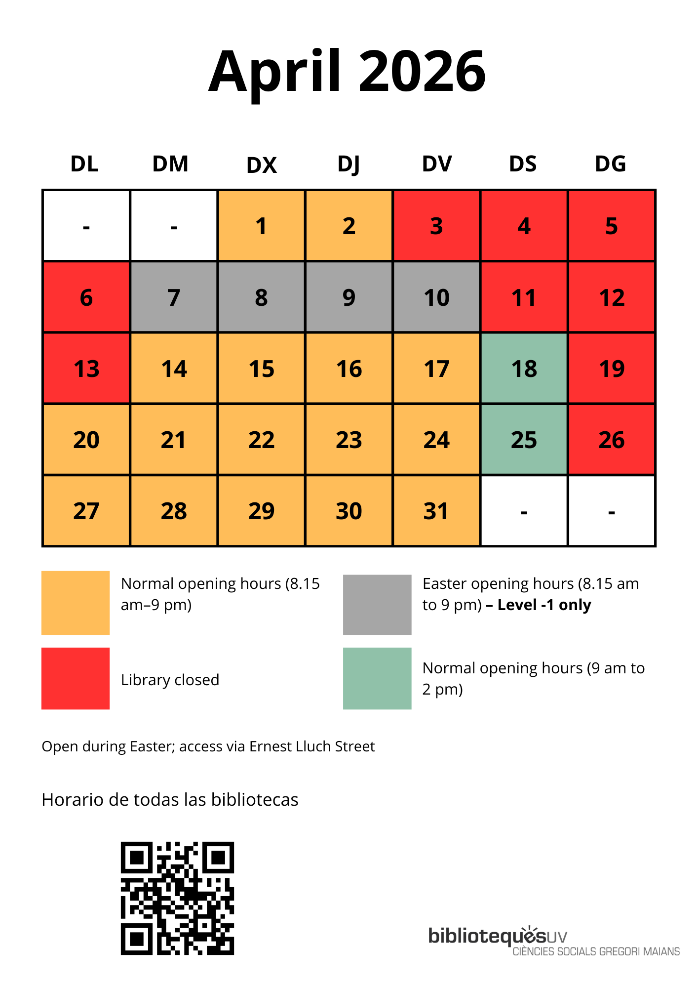 Horari Setmana Santa i Pasqua